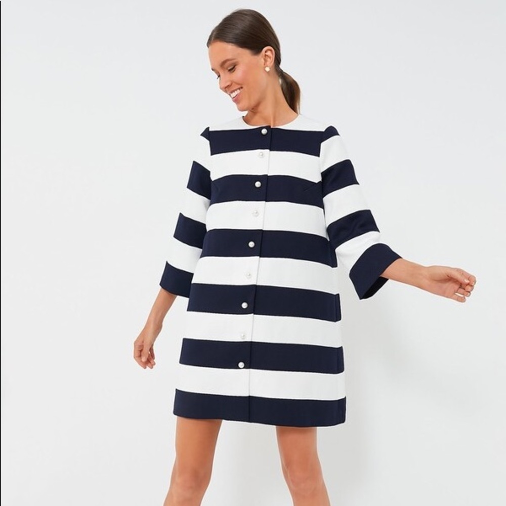 Tuckernuck x Atlantic-Pacific Navy and White Millie Coat Dress